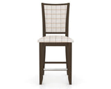 Canadel Upholstered Counter Stool 8003 in OZ Fabric and 29 Hazelnut Washed and Fixed Base, front view