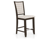 Canadel Upholstered Counter Stool 8003 in OZ Fabric and 59 Davy's Grey and Fixed Base, three-quarter view