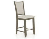 Canadel Upholstered Counter Stool 8003 in TB Fabric and 08 Shadow and Fixed Base, three-quarter view