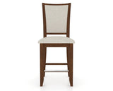 Canadel Upholstered Counter Stool 8003 in TB Fabric and 19 Cognac Washed and Fixed Base, front view
