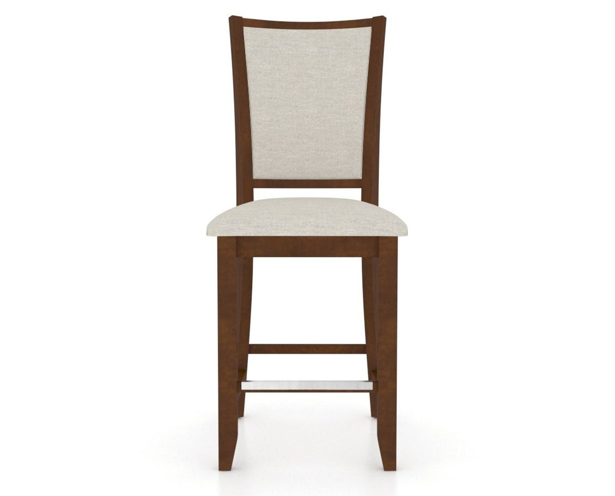 Canadel Upholstered Counter Stool 8003 in TB Fabric and 19 Cognac Washed and Fixed Base, front view