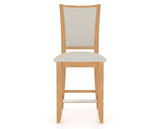 Canadel Upholstered Counter Stool 8003 in TB Fabric and 20 Caramel Washed and Fixed Base, front view