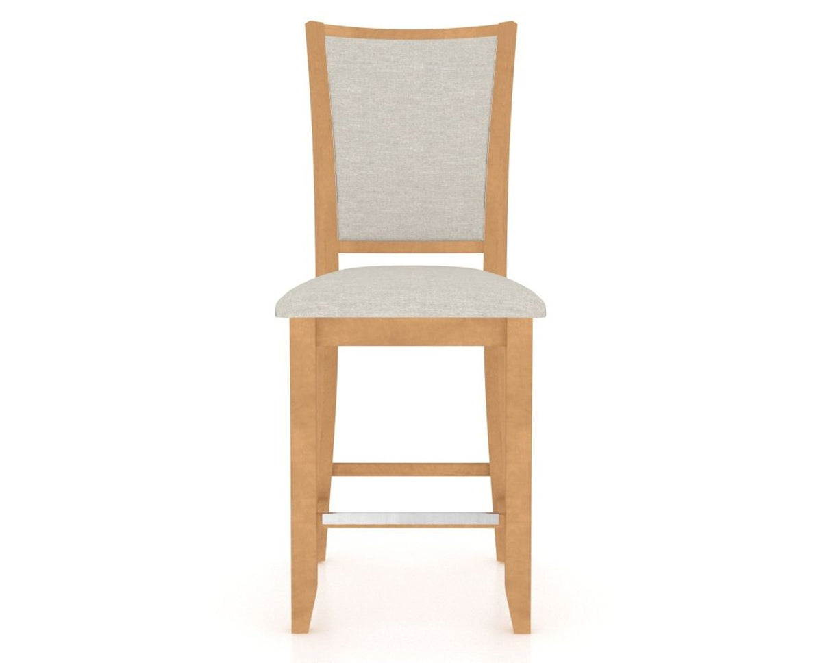 Canadel Upholstered Counter Stool 8003 in TB Fabric and 20 Caramel Washed and Fixed Base, front view
