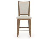 Canadel Upholstered Counter Stool 8003 in TB Fabric and 25 Pecan Washed and Fixed Base, front view
