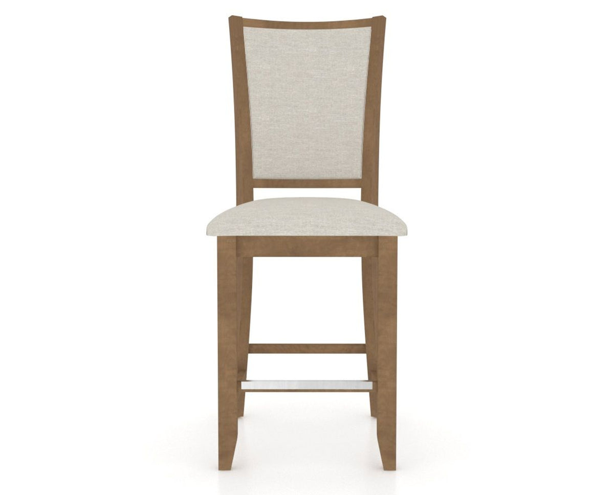 Canadel Upholstered Counter Stool 8003 in TB Fabric and 25 Pecan Washed and Fixed Base, front view
