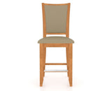 Canadel Upholstered Counter Stool 8003 in XY Faux Leather and 01 Honey Washed and Fixed Base, front view
