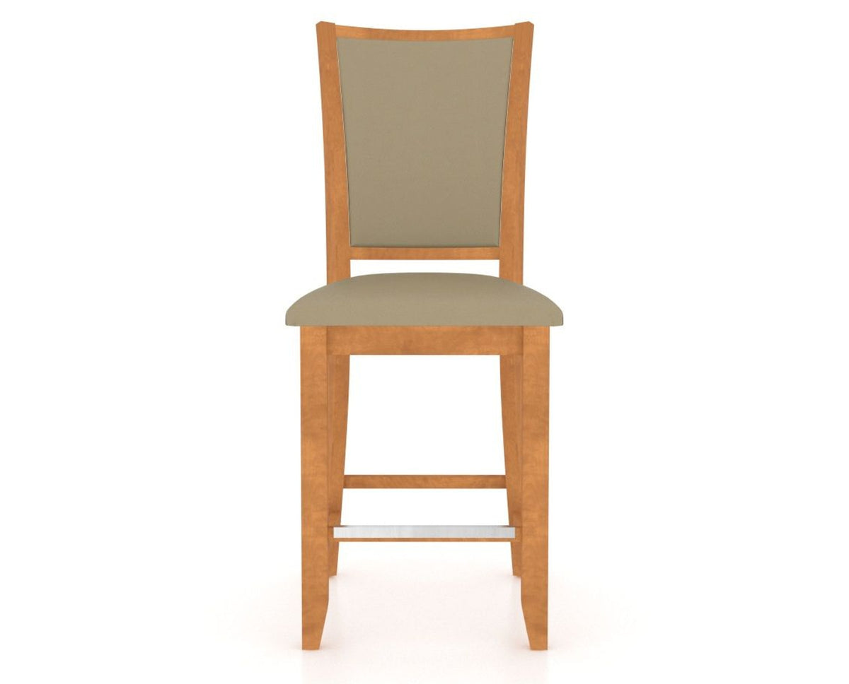 Canadel Upholstered Counter Stool 8003 in XY Faux Leather and 01 Honey Washed and Fixed Base, front view