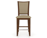 Canadel Upholstered Counter Stool 8003 in XY Faux Leather and 19 Cognac Washed and Fixed Base, front view