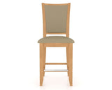 Canadel Upholstered Counter Stool 8003 in XY Faux Leather and 20 Caramel Washed and Fixed Base, front view
