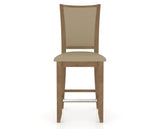 Canadel Upholstered Counter Stool 8003 in XY Faux Leather and 25 Pecan Washed and Fixed Base, front view