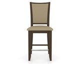 Canadel Upholstered Counter Stool 8003 in XY Faux Leather and 29 Hazelnut Washed and Fixed Base, front view