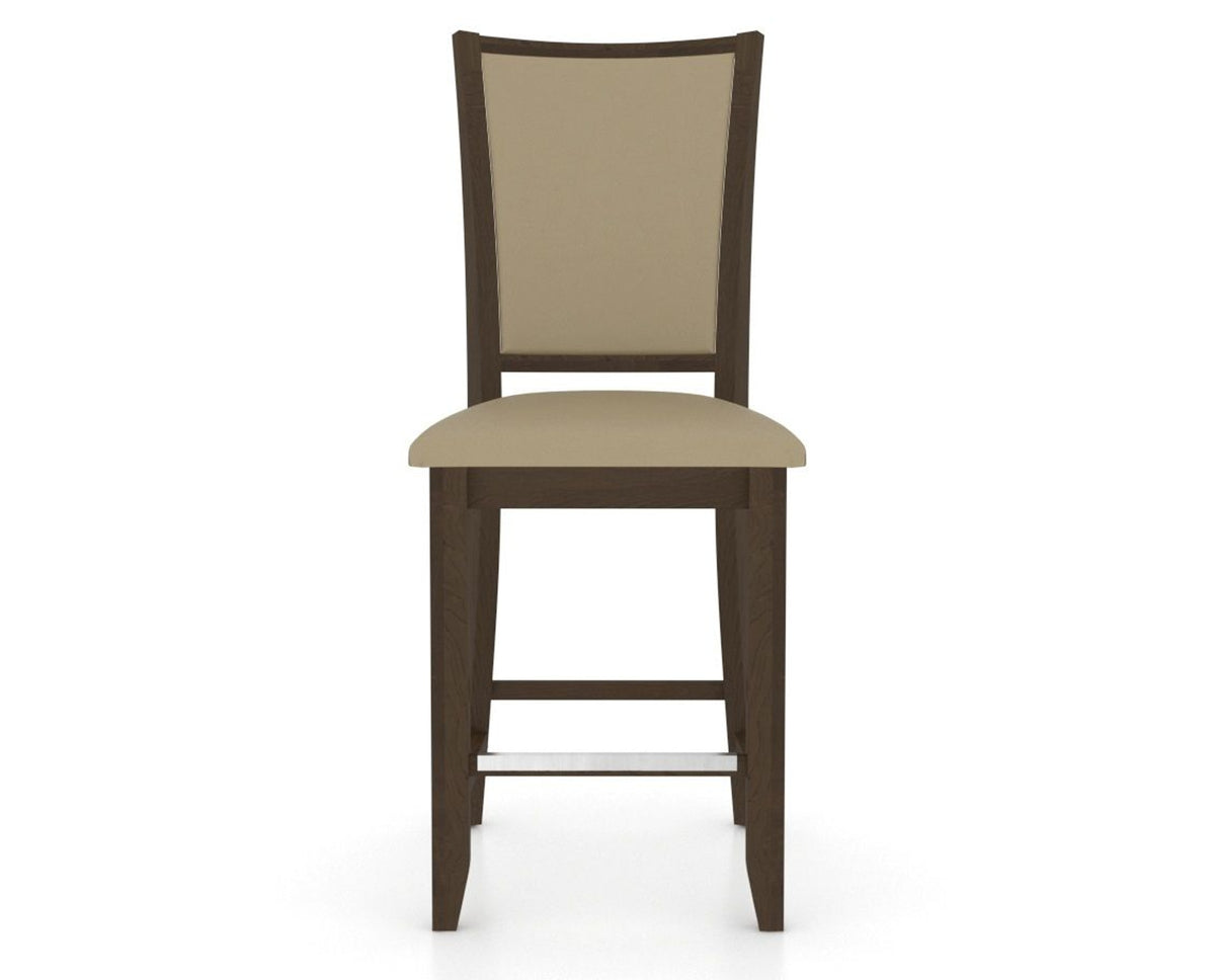 Canadel Upholstered Counter Stool 8003 in XY Faux Leather and 29 Hazelnut Washed and Fixed Base, front view