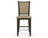 Canadel Upholstered Counter Stool 8003 in XY Faux Leather and 59 Davy's Grey and Fixed Base, front view
