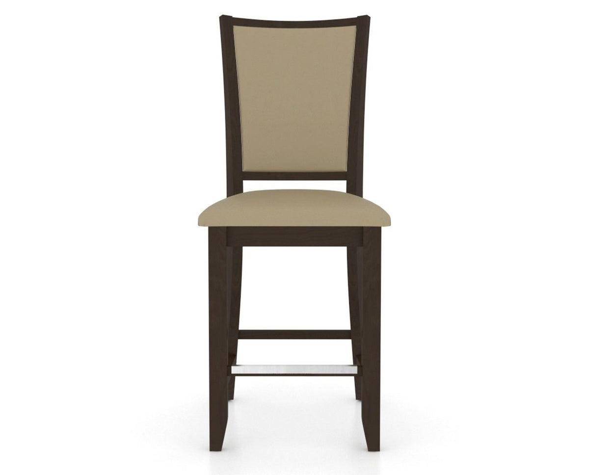 Canadel Upholstered Counter Stool 8003 in XY Faux Leather and 59 Davy's Grey and Fixed Base, front view