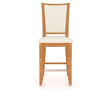 Canadel Upholstered Counter Stool 8003 in YJ Faux Leather and 01 Honey Washed and Fixed Base, front view