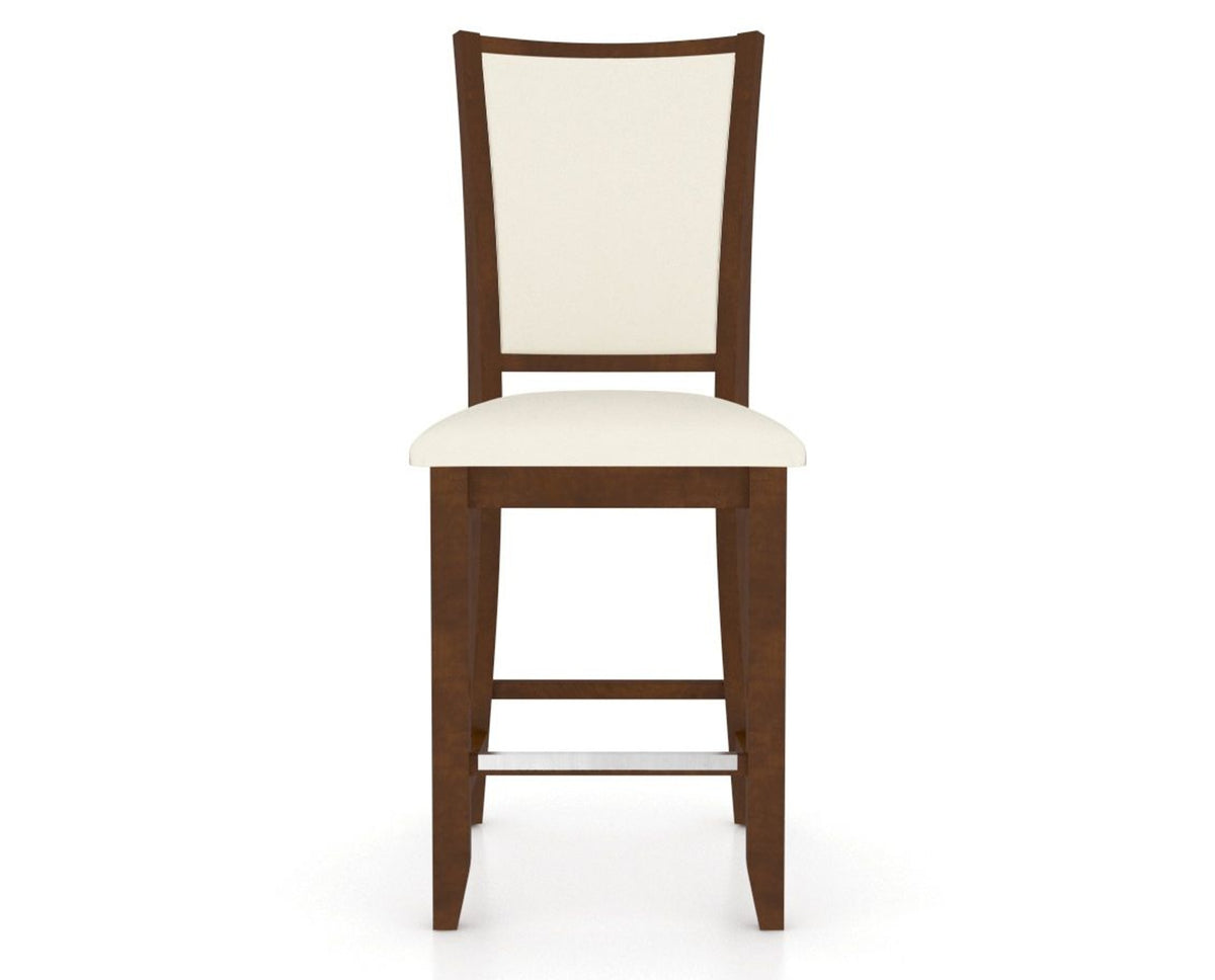 Canadel Upholstered Counter Stool 8003 in YJ Faux Leather and 19 Cognac Washed and Fixed Base, front view