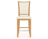 Canadel Upholstered Counter Stool 8003 in YJ Faux Leather and 20 Caramel Washed and Fixed Base, front view