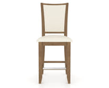 Canadel Upholstered Counter Stool 8003 in YJ Faux Leather and 25 Pecan Washed and Fixed Base, front view