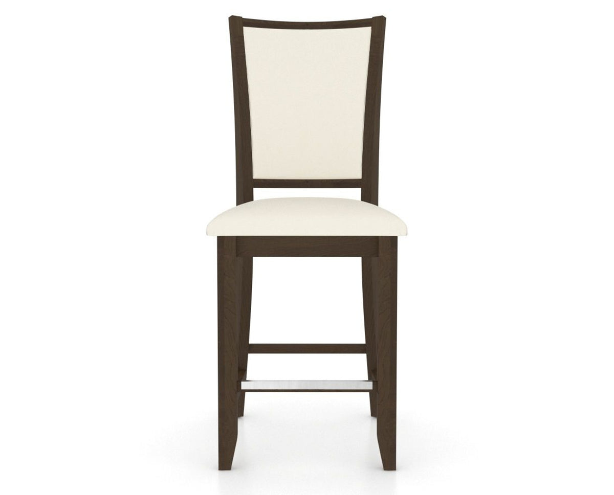 Canadel Upholstered Counter Stool 8003 in YJ Faux Leather and 29 Hazelnut Washed and Fixed Base, front view