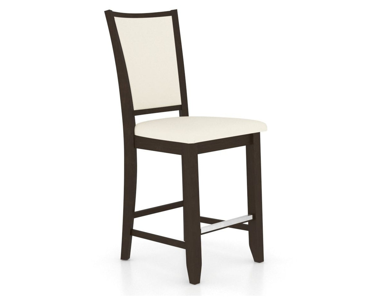 Canadel Upholstered Counter Stool 8003 in YJ Faux Leather and 59 Davy's Grey and Fixed Base, three-quarter view