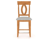 Canadel Upholstered Counter Stool 8100 in 7C Fabric and 01 Honey Washed and Fixed Base, front view