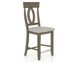 Canadel Upholstered Counter Stool 8100 in 7C Fabric and 08 Shadow and Fixed Base, three-quarter view