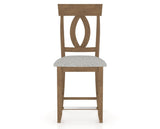 Canadel Upholstered Counter Stool 8100 in 7C Fabric and 25 Pecan Washed and Fixed Base, front view