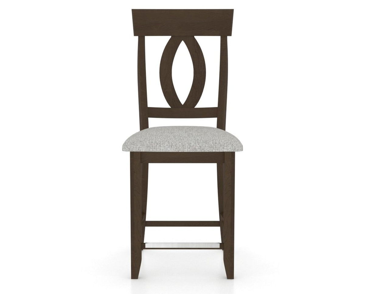 Canadel Upholstered Counter Stool 8100 in 7C Fabric and 29 Hazelnut Washed and Fixed Base, front view