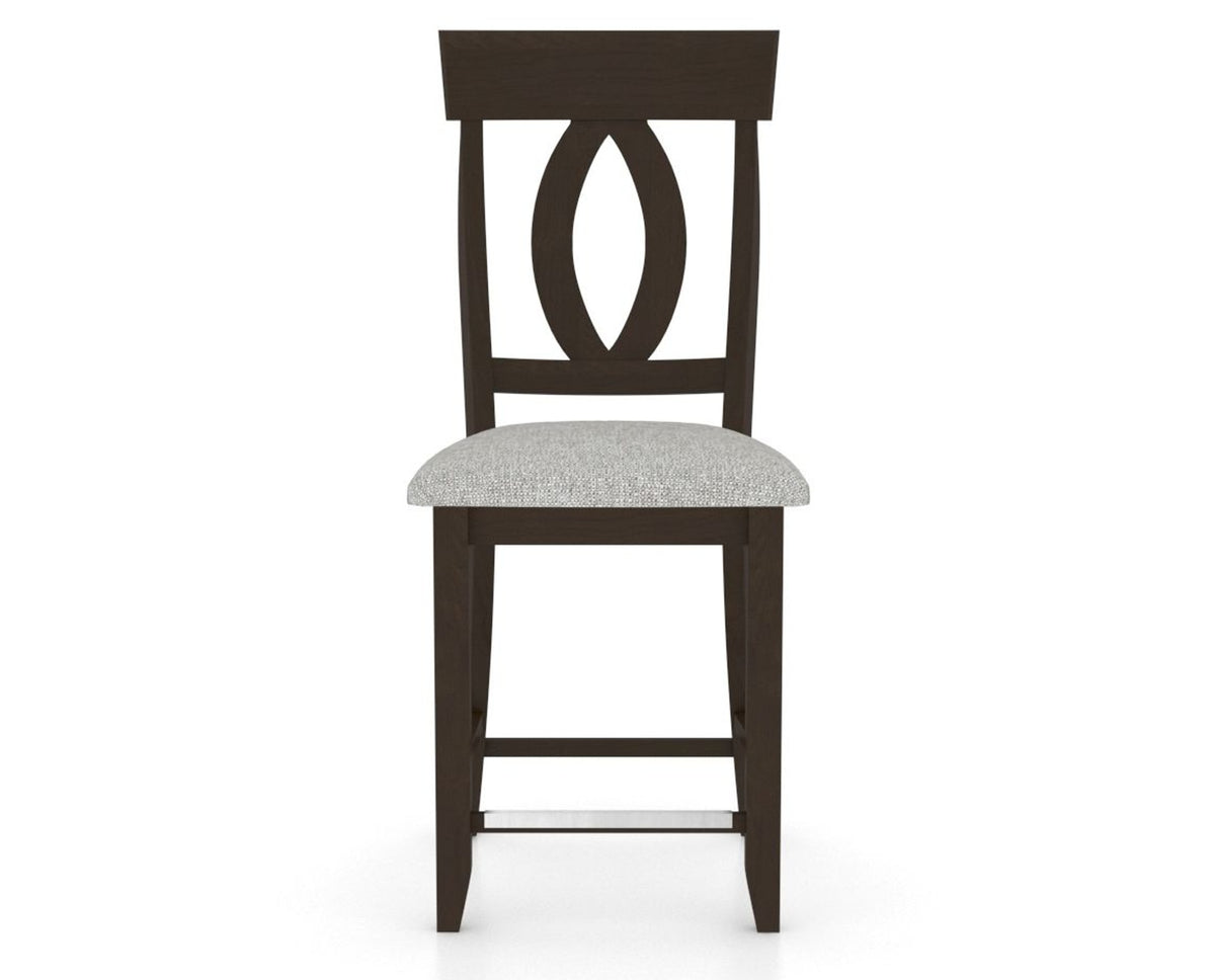Canadel Upholstered Counter Stool 8100 in 7C Fabric and 59 Davy's Grey and Fixed Base, front view