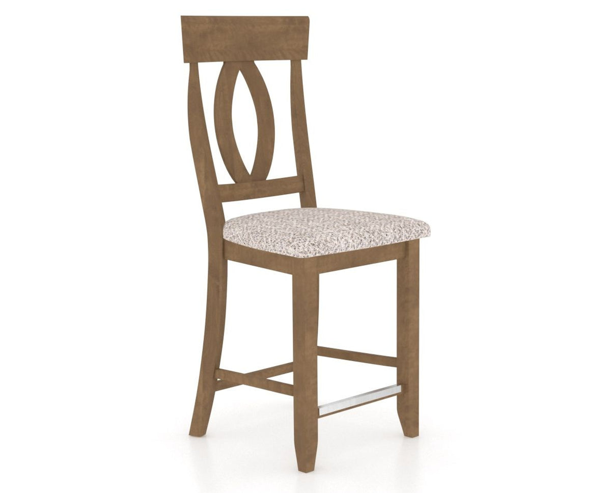 Canadel Upholstered Counter Stool 8100 in FP Crypton® and 25 Pecan Washed and Fixed Base, three-quarter view