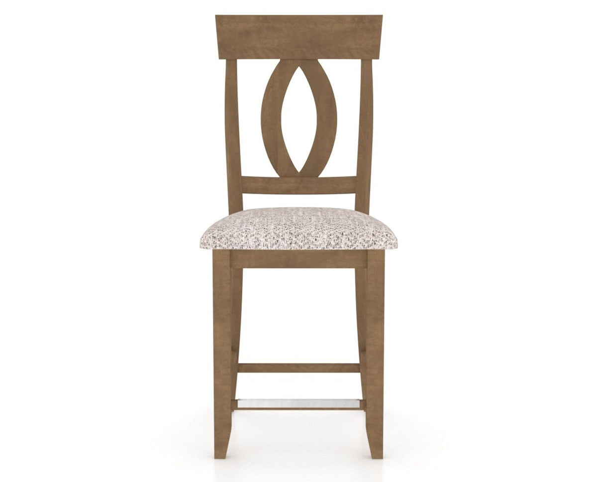 Canadel Upholstered Counter Stool 8100 in FP Crypton® and 25 Pecan Washed and Fixed Base, front view