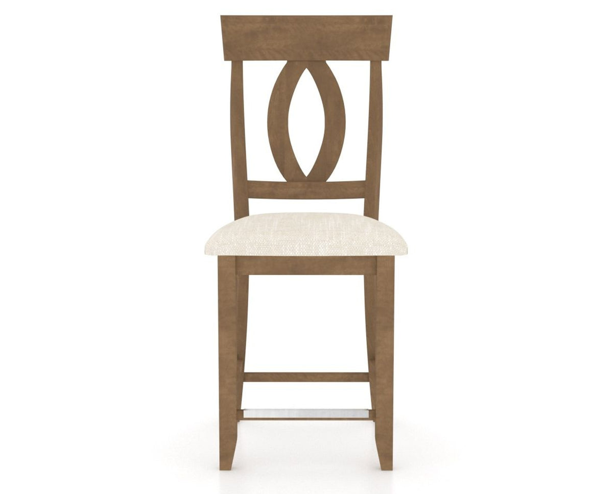 Canadel Upholstered Counter Stool 8100 in FT InsideOut® and 25 Pecan Washed and Fixed Base, front view