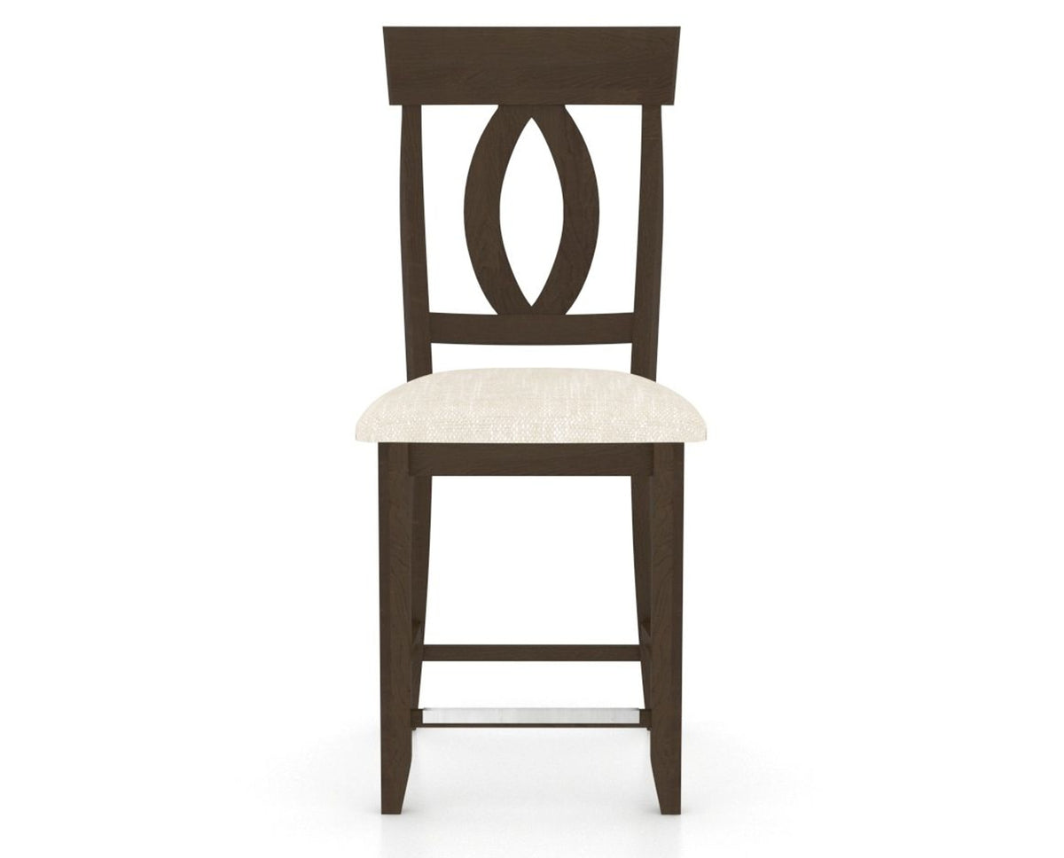 Canadel Upholstered Counter Stool 8100 in FT InsideOut® and 29 Hazelnut Washed and Fixed Base, front view