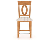Canadel Upholstered Counter Stool 8100 in OZ Fabric and 01 Honey Washed and Fixed Base, front view