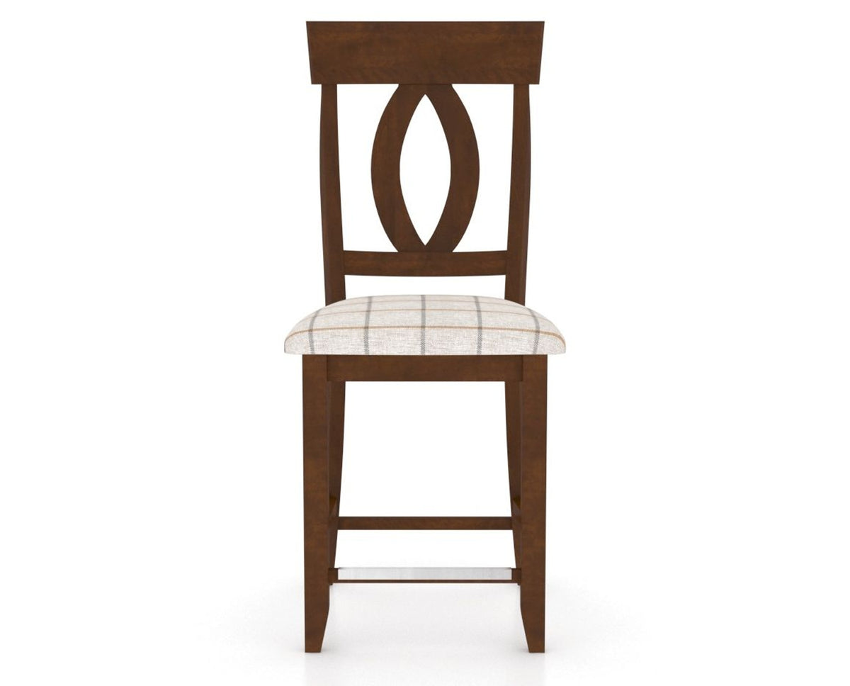Canadel Upholstered Counter Stool 8100 in OZ Fabric and 19 Cognac Washed and Fixed Base, front view
