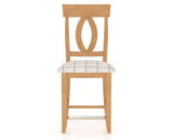 Canadel Upholstered Counter Stool 8100 in OZ Fabric and 20 Caramel Washed and Fixed Base, front view