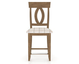 Canadel Upholstered Counter Stool 8100 in OZ Fabric and 25 Pecan Washed and Fixed Base, front view