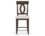 Canadel Upholstered Counter Stool 8100 in OZ Fabric and 29 Hazelnut Washed and Fixed Base, front view