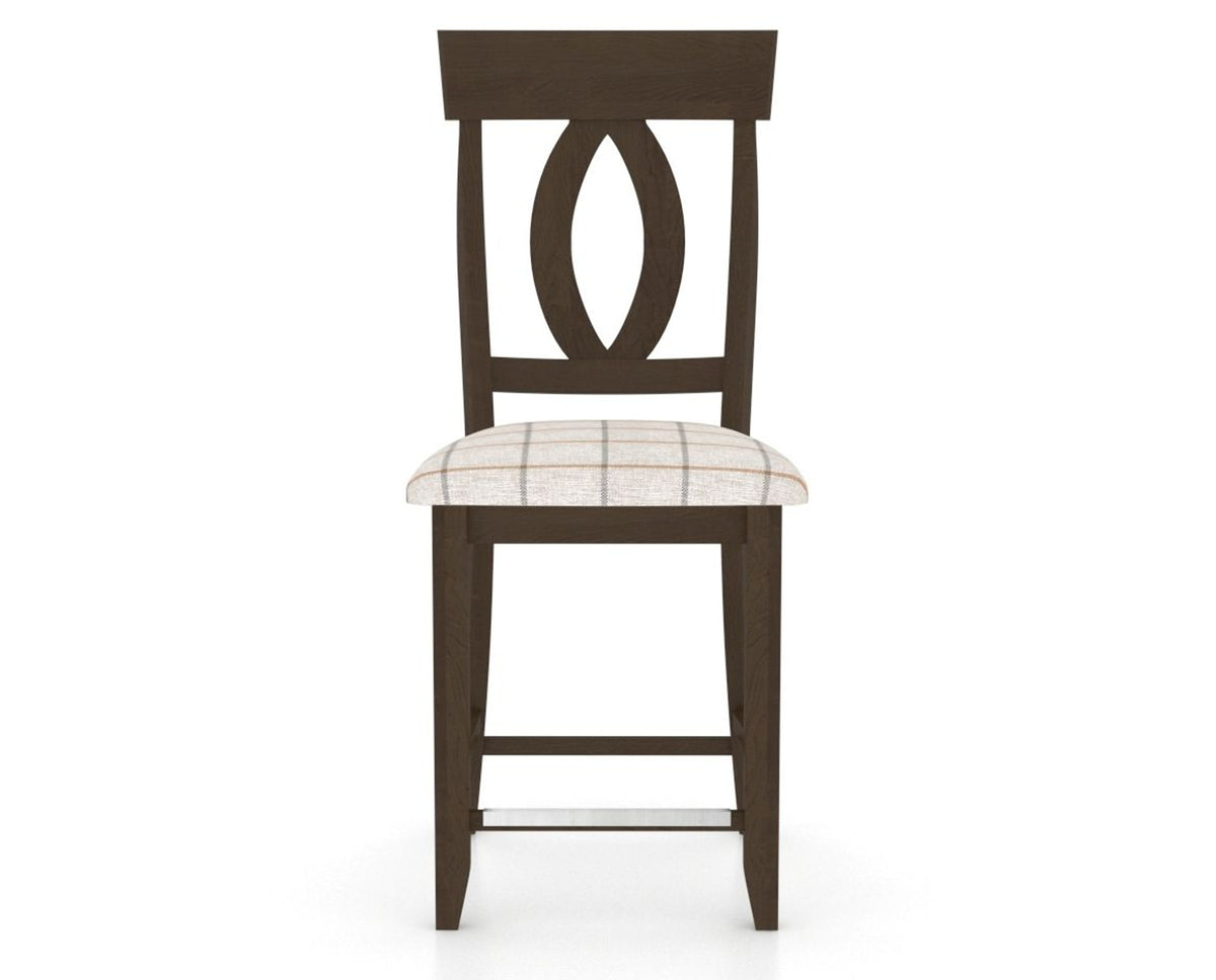 Canadel Upholstered Counter Stool 8100 in OZ Fabric and 29 Hazelnut Washed and Fixed Base, front view
