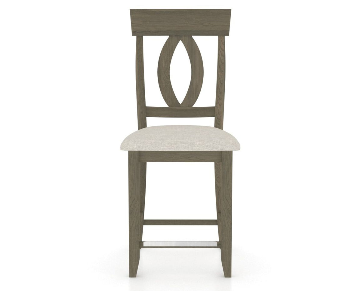 Canadel Upholstered Counter Stool 8100 in TB Fabric and 08 Shadow and Fixed Base, front view