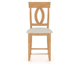 Canadel Upholstered Counter Stool 8100 in TB Fabric and 20 Caramel Washed and Fixed Base, front view