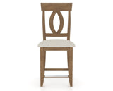 Canadel Upholstered Counter Stool 8100 in TB Fabric and 25 Pecan Washed and Fixed Base, front view