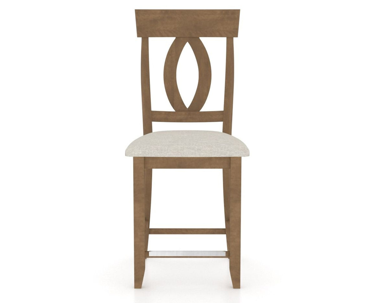 Canadel Upholstered Counter Stool 8100 in TB Fabric and 25 Pecan Washed and Fixed Base, front view