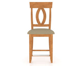 Canadel Upholstered Counter Stool 8100 in XY Faux Leather and 01 Honey Washed and Fixed Base, front view