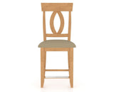 Canadel Upholstered Counter Stool 8100 in XY Faux Leather and 20 Caramel Washed and Fixed Base, front view