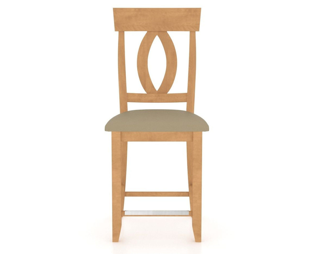 Canadel Upholstered Counter Stool 8100 in XY Faux Leather and 20 Caramel Washed and Fixed Base, front view