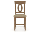 Canadel Upholstered Counter Stool 8100 in XY Faux Leather and 25 Pecan Washed and Fixed Base, front view