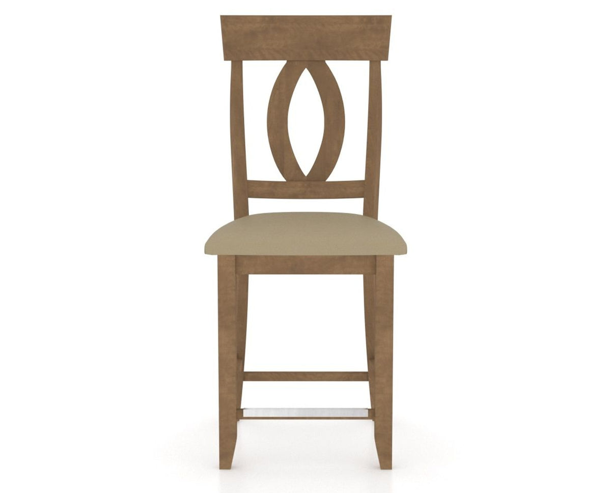Canadel Upholstered Counter Stool 8100 in XY Faux Leather and 25 Pecan Washed and Fixed Base, front view