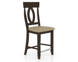 Canadel Upholstered Counter Stool 8100 in XY Faux Leather and 59 Davy's Grey and Fixed Base, three-quarter view