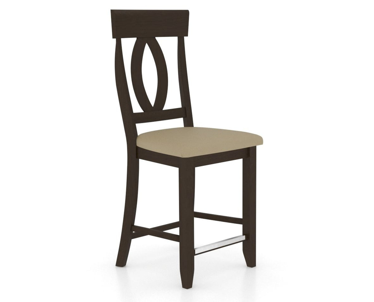 Canadel Upholstered Counter Stool 8100 in XY Faux Leather and 59 Davy's Grey and Fixed Base, three-quarter view